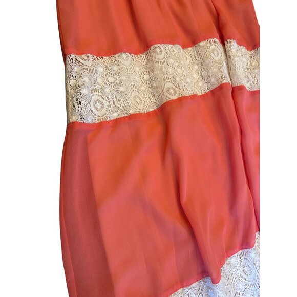 Flying Tomato Womens Coral Maxi Dress Halter Neck Tie Small Summer Cottage - Picture 3 of 7